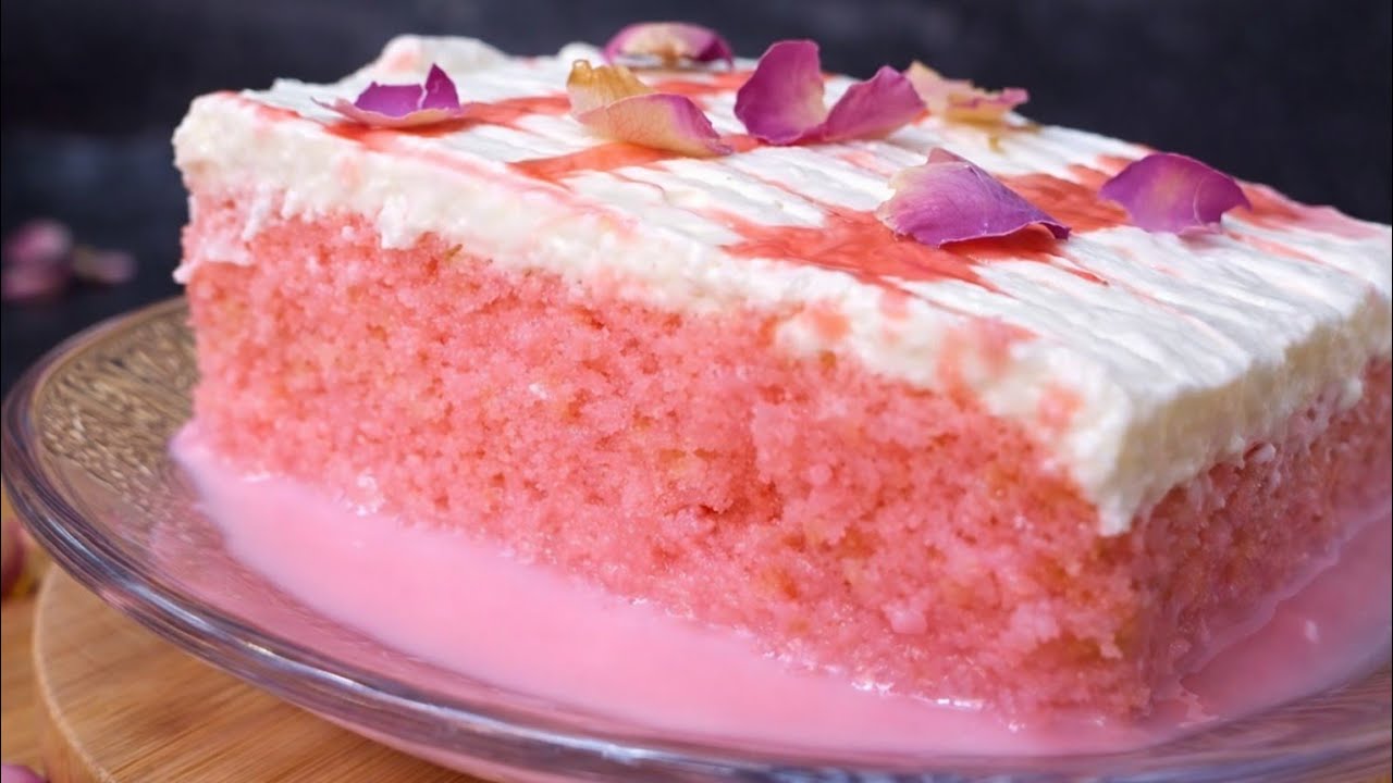 Ramadan Special Recipe ||Rohafza tres Leches Cake || Roohafza milk cake || Rose milk cak
