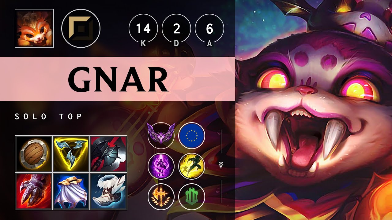 Gnar Top vs Garen: Triple Kill, Dominating - EUW Master Patch 14.24