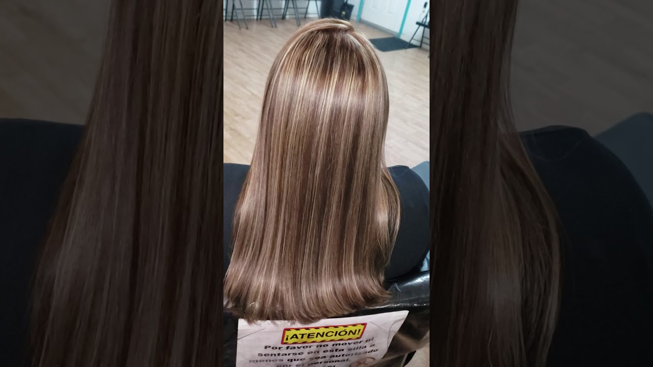 chocolate hair with gold highlights / cabello chocolate con reflejos dorados