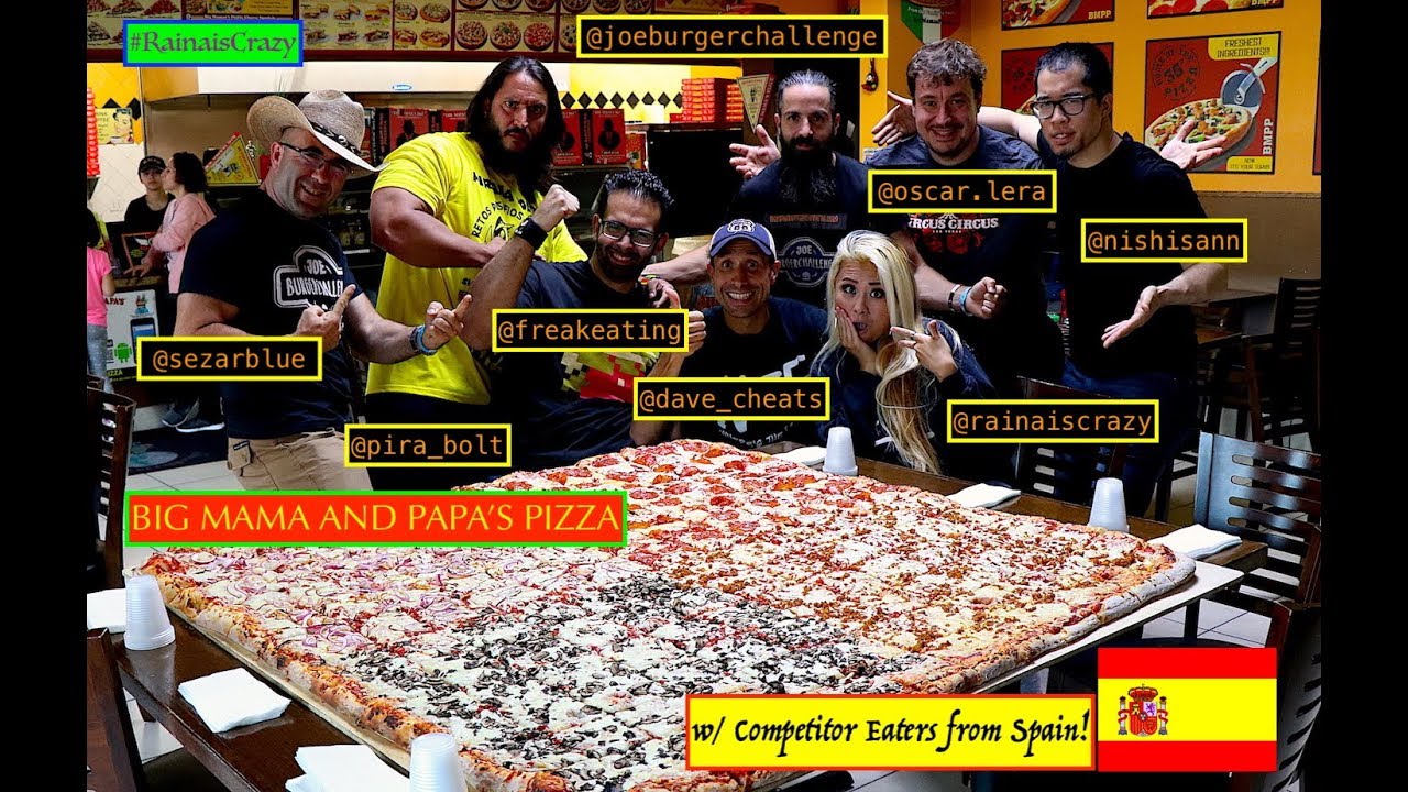 Big Mama and Papas with Competitor Eaters from SPAIN! | RainaisCrazy | 54x54inPizza Eating Challenge