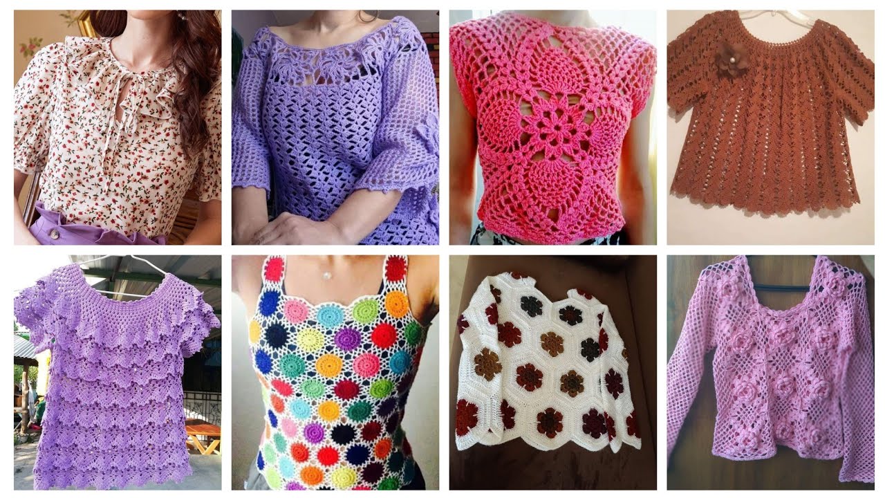 100+ Attractive & stylish crochet Top blouse Designs/crochet blouse Designs for jacket/sarees &Frock