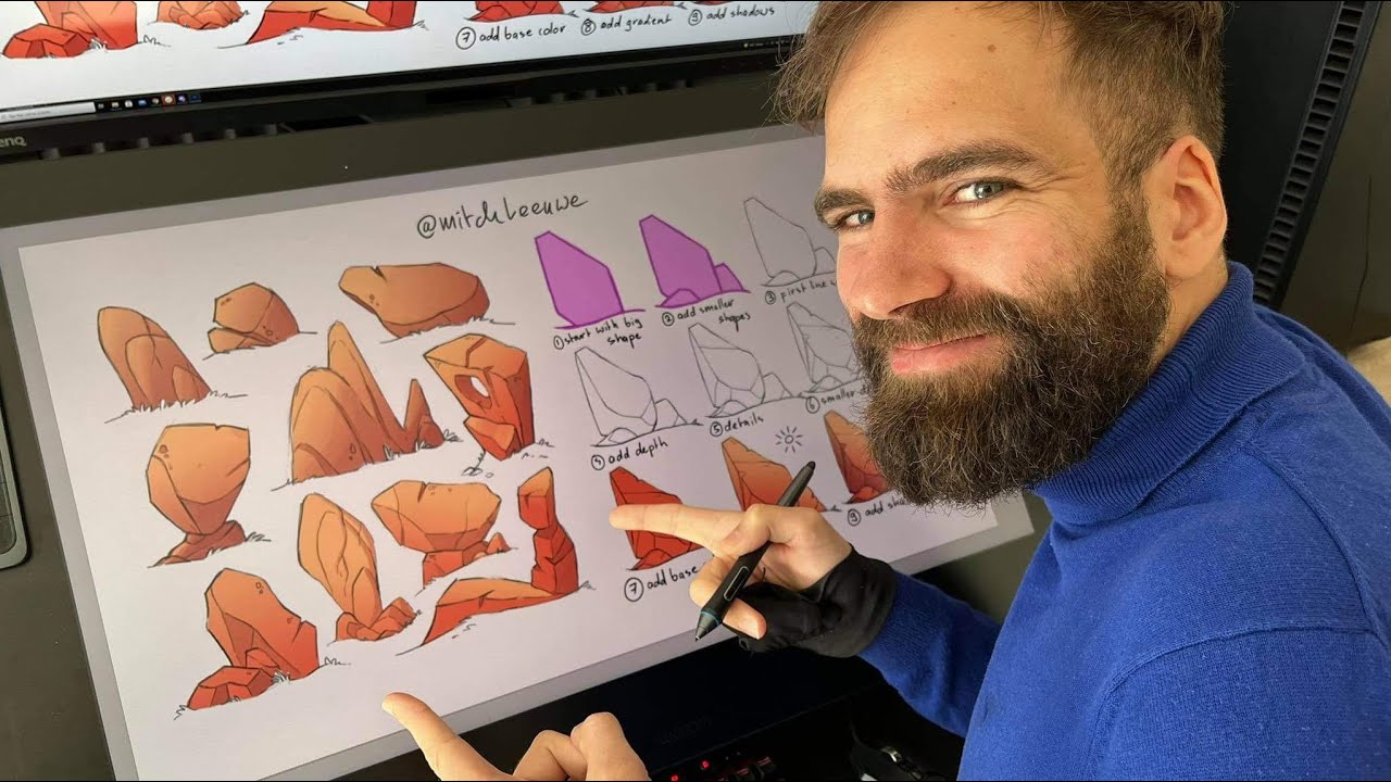 Как рисовать камни!