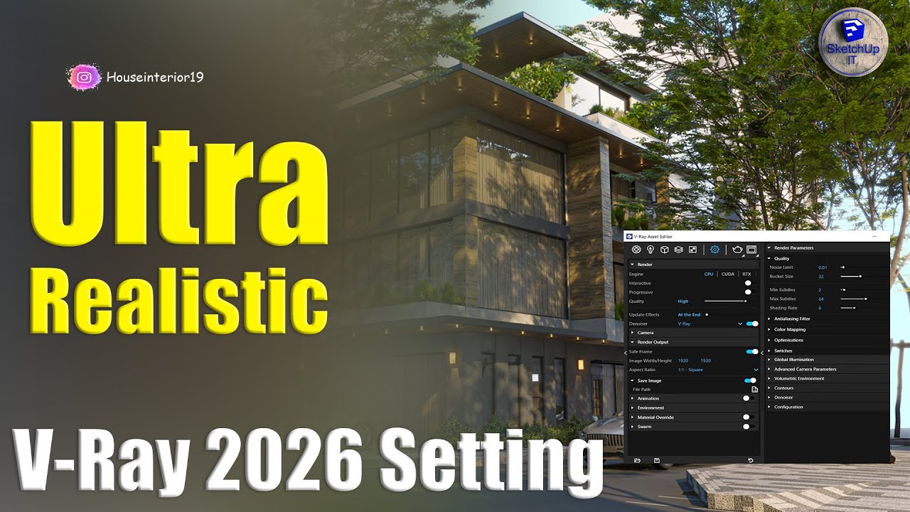 SketchUp V-Ray Render Settings 2025 | Ultra Realistic Render Tutorial
