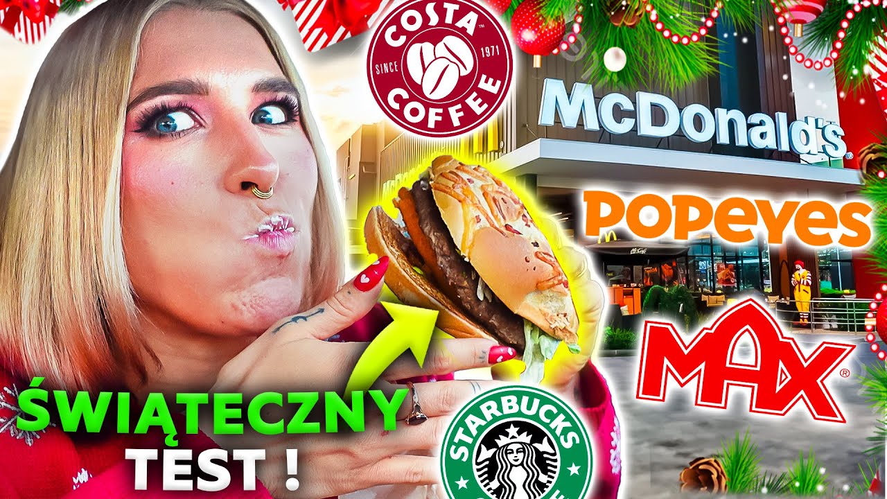 ŚWIĄTECZNE i ZIMOWE MENU ❄️McDonalds, Costa, Maxburgers, Starbucks i popeyes! Agnieszka Grzelak Vlog