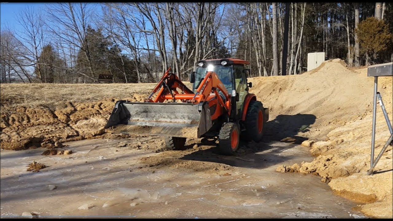 DIY Building a beach Part 2 of 2; Tractor on ice! First washout! Really????