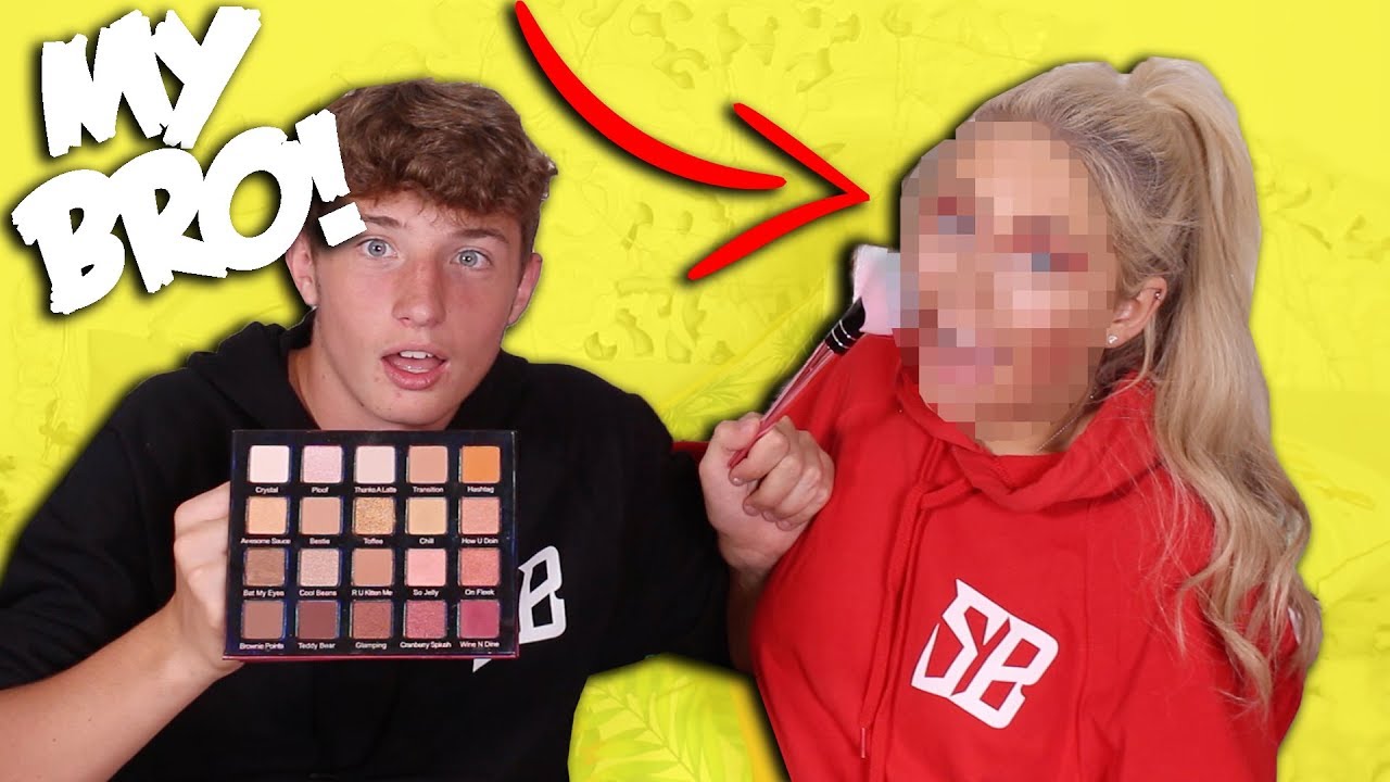 MY 15 YEAR OLD BROTHER DOES MY MAKEUP!! *HILARIOUS* 😳😂 | Saffron Barker