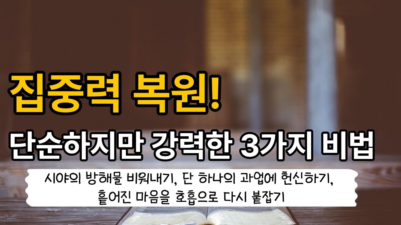 집중력 복원! 단순하지만 강력한 3가지 비법