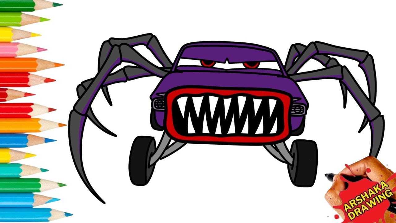 Drawing Ramone Monster Truck Eater Easy Step by Step #lightningmcqueen #spidereater #monstertruck