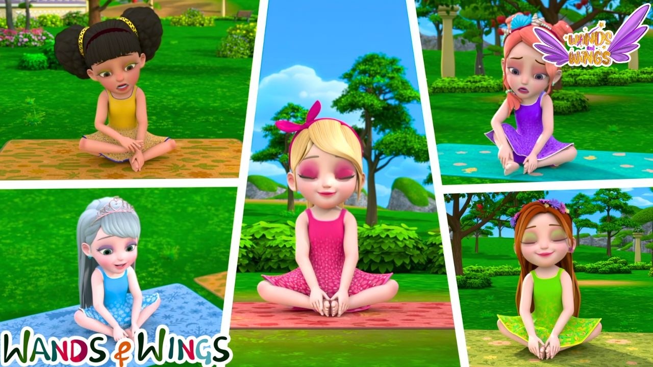Princess Yoga Magic🧘‍♀️👑| Stretch, Breathe & Relax + Princess Got Small | Kids Songs | Wands & Wings