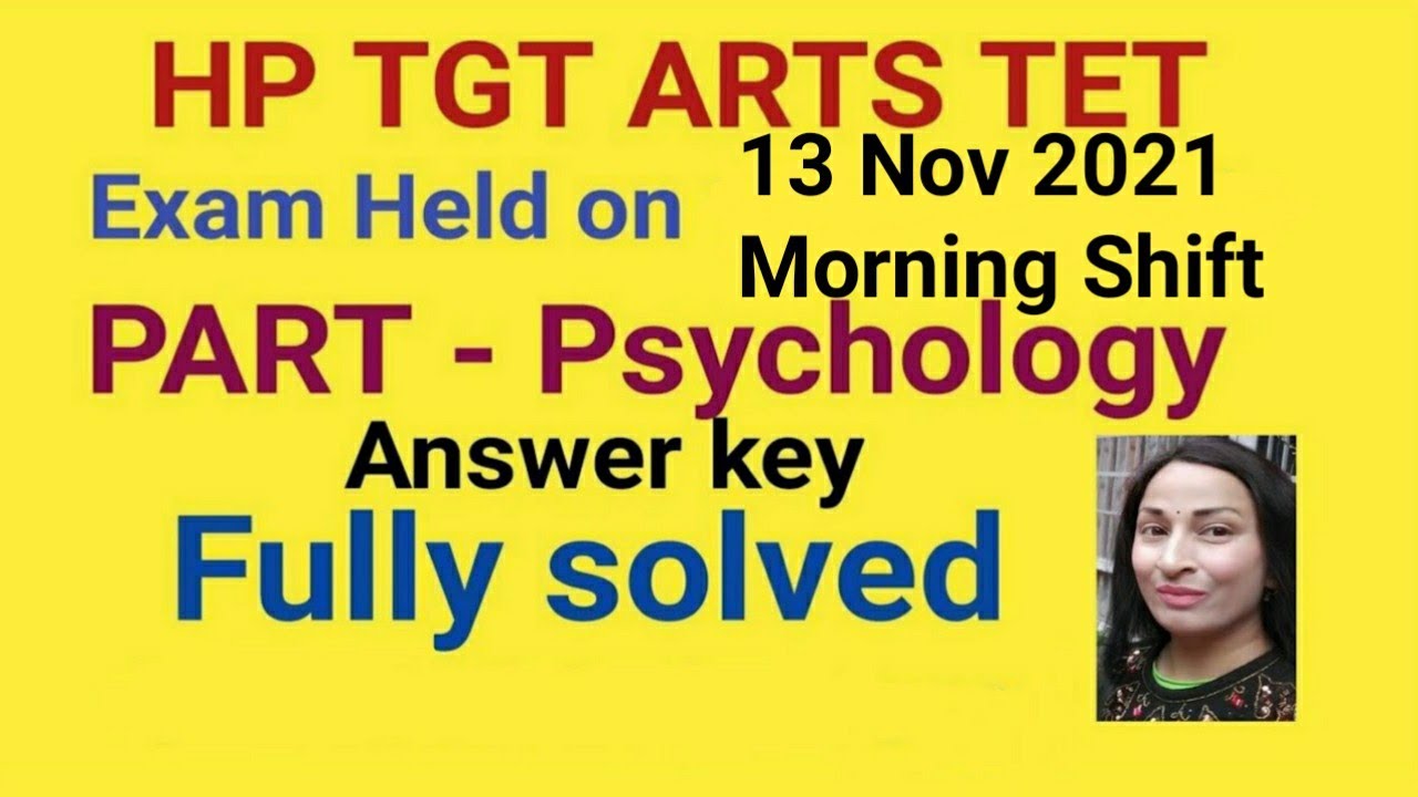 HP TET  ARTS Answer key Nov 2021 || Psychology section || HP TET TGT ARTS Answer key ||