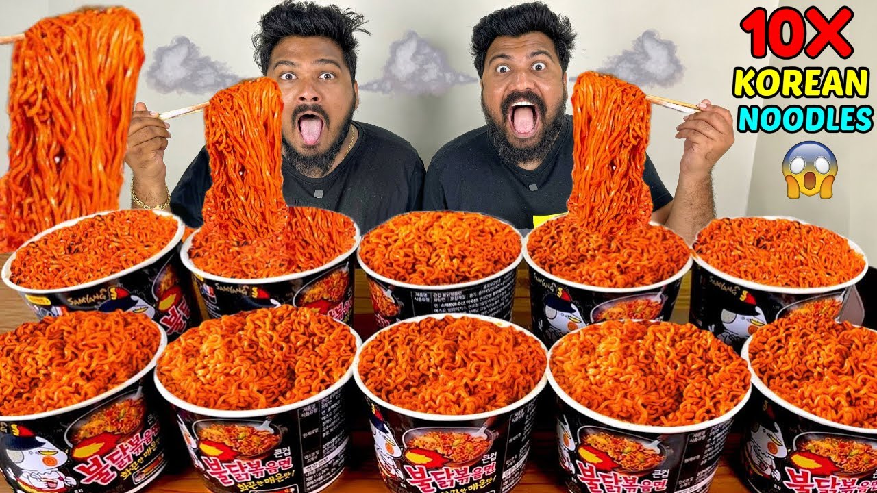 10X ЧЕЛЛЕНДЖ ПО ПОЕДАНИЮ СУПЕР-ОСТРОГО КОРЕЙСКОГО РАМЕНА🥵КОНКУРС ПО ПОЕДАНИЮ САМОЙ ОСТРОЙ КОРЕЙСК...
