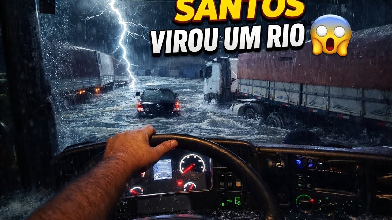 SANTOS VIROU UM RIO 😱 | Peguei alagamento na volta da descarga