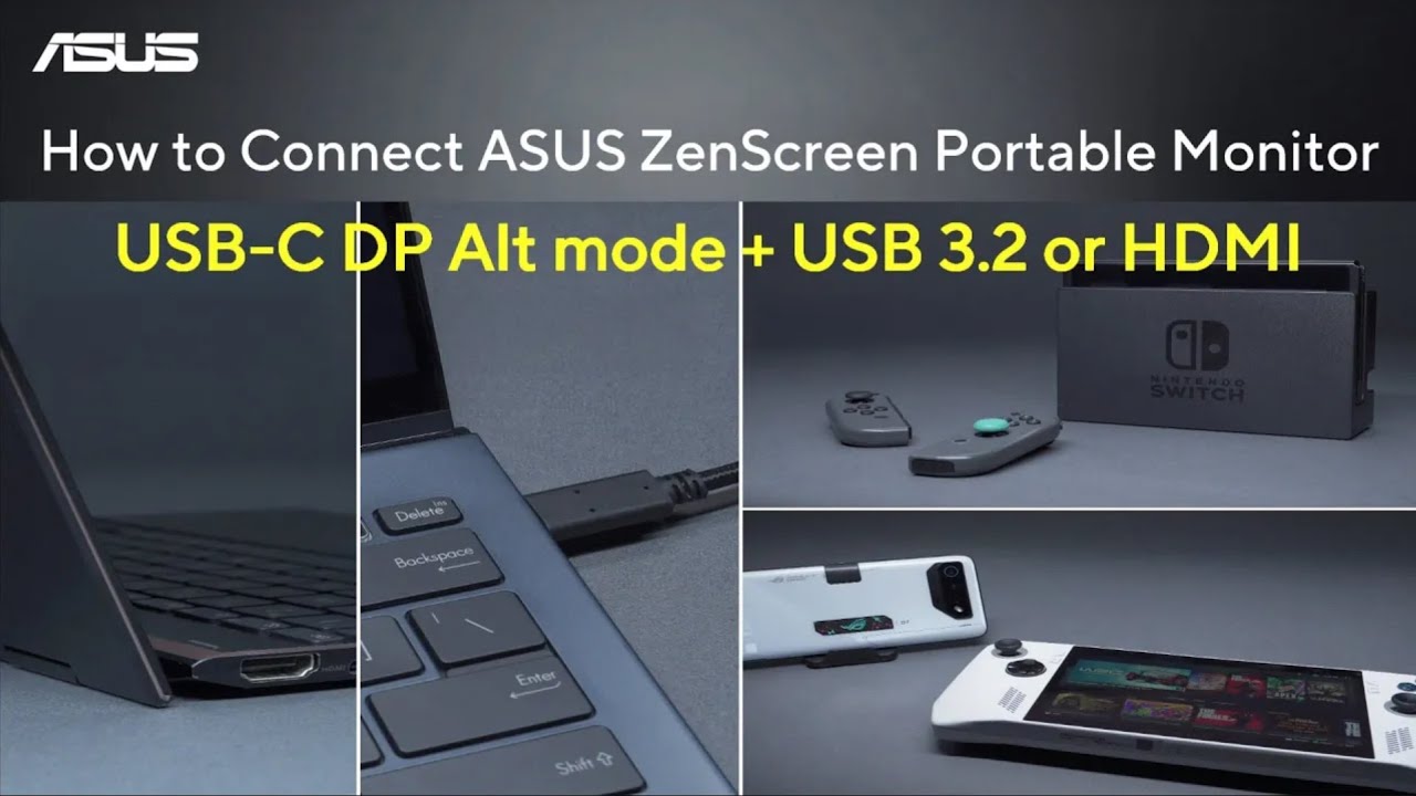 [Субтитры] Подключение портативного монитора ASUS ZenScreen  (USB-C (DP Alt mode) + USB 3.2 or HDMI)