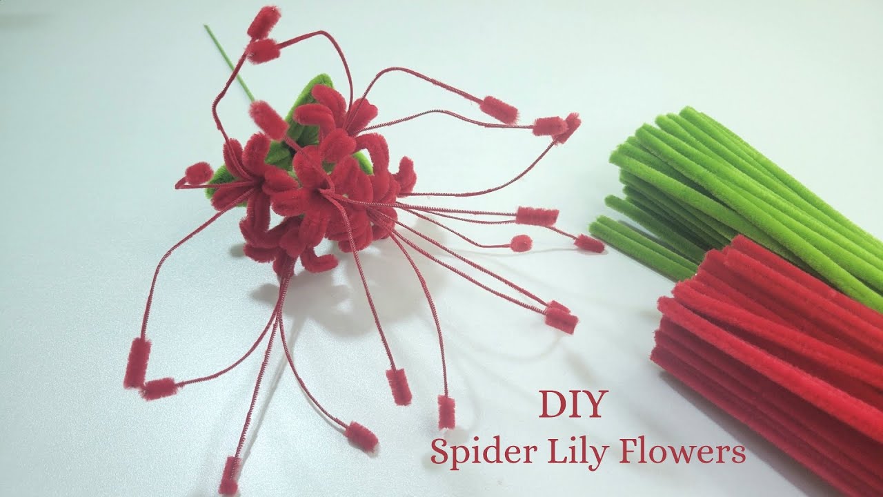 DIY Handmade! Spider lily flowers easy to make for everyone from pipe cleaner. Tutorial tips.