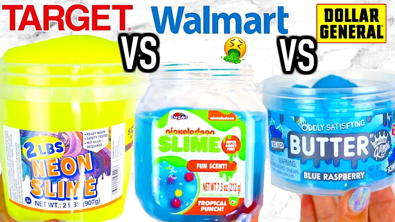 WALMART SLIME VS TARGET SLIME VS DOLLAR GENERAL SLIME! + GIVEAWAY!