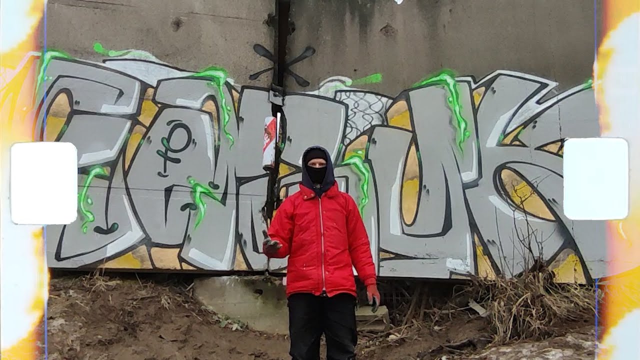 Red jaket in ACTION • GRAFFITI PIECE • SAGUK