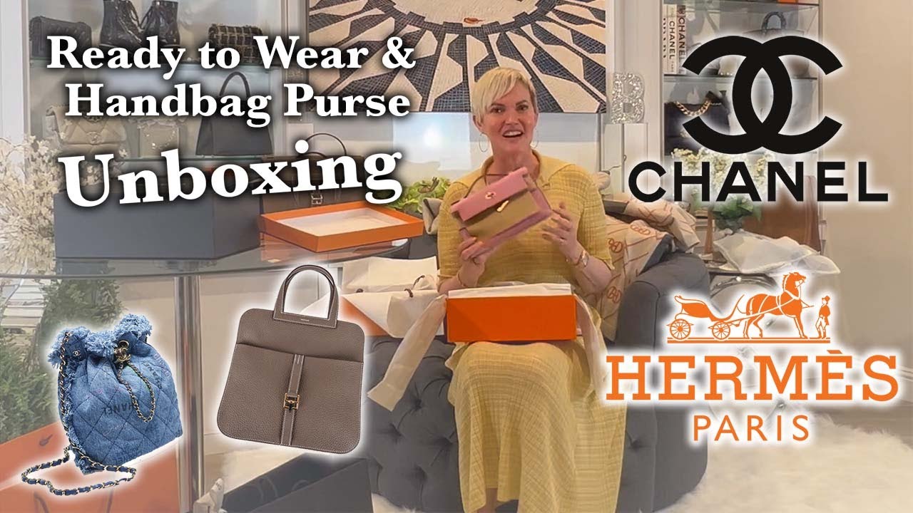 HERMES & CHANEL Ready to Wear RTW & Unboxing HALZAN KELLY POCHETTE Denim Drawstring Spring 22 HAUL!