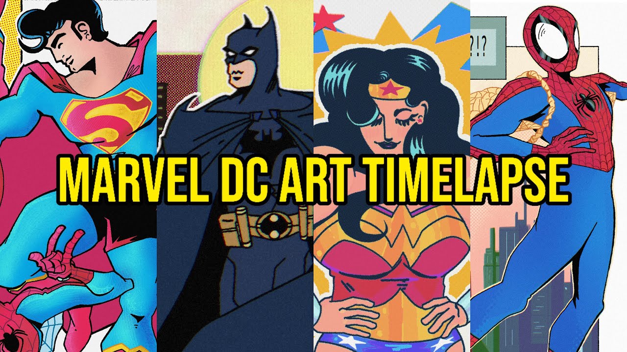 1 Hour of DC and Marvel Superhero Comic Book Art Timelapse 
