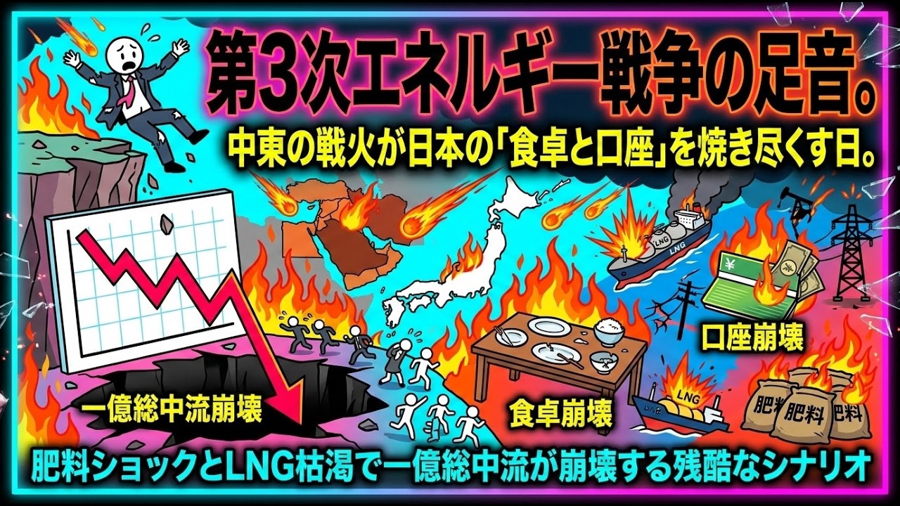 第3次エネルギー戦争の足音。中東の戦火が日本の「食卓と口座」を焼き尽くす日。肥料ショックとLNG枯渇で一億総中流が崩壊する残酷なシナリオ
