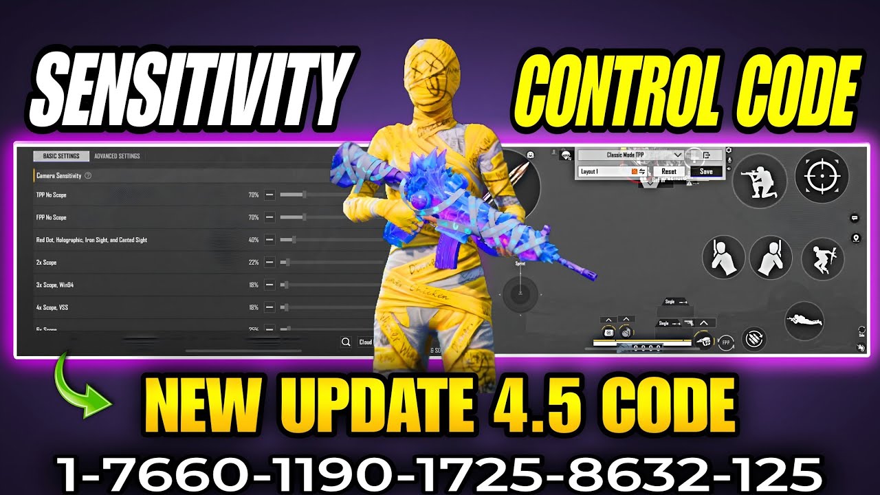 NEW UPDATE 4.5 CODE🔥PUBG MOBILE/BGMI SENSITIVITY SETTINGS 2026 😱 BEST SCOPE SENSITIVITY SETTINGS  ✅