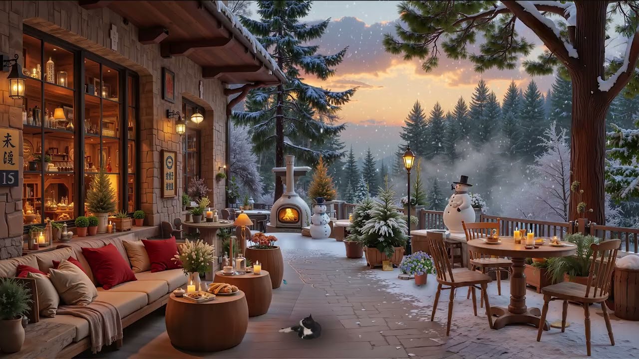 Fire and Snow Sounds - Cozy Winter Cabin by the Lake with Fireplace - Anxiety Relief for Insomnia
