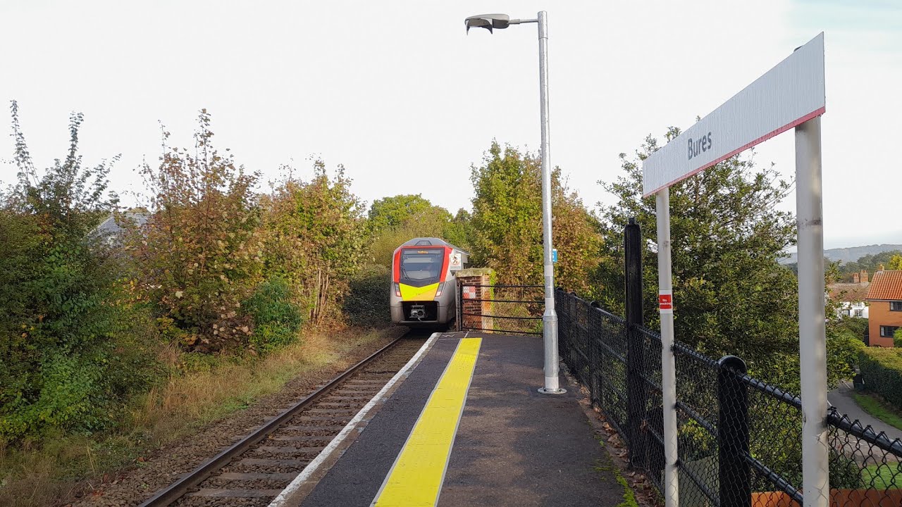 Bures Station On The Sudbury Branch Line In Suffolk With Greater Anglia Stadler Class 755 23/10/2023