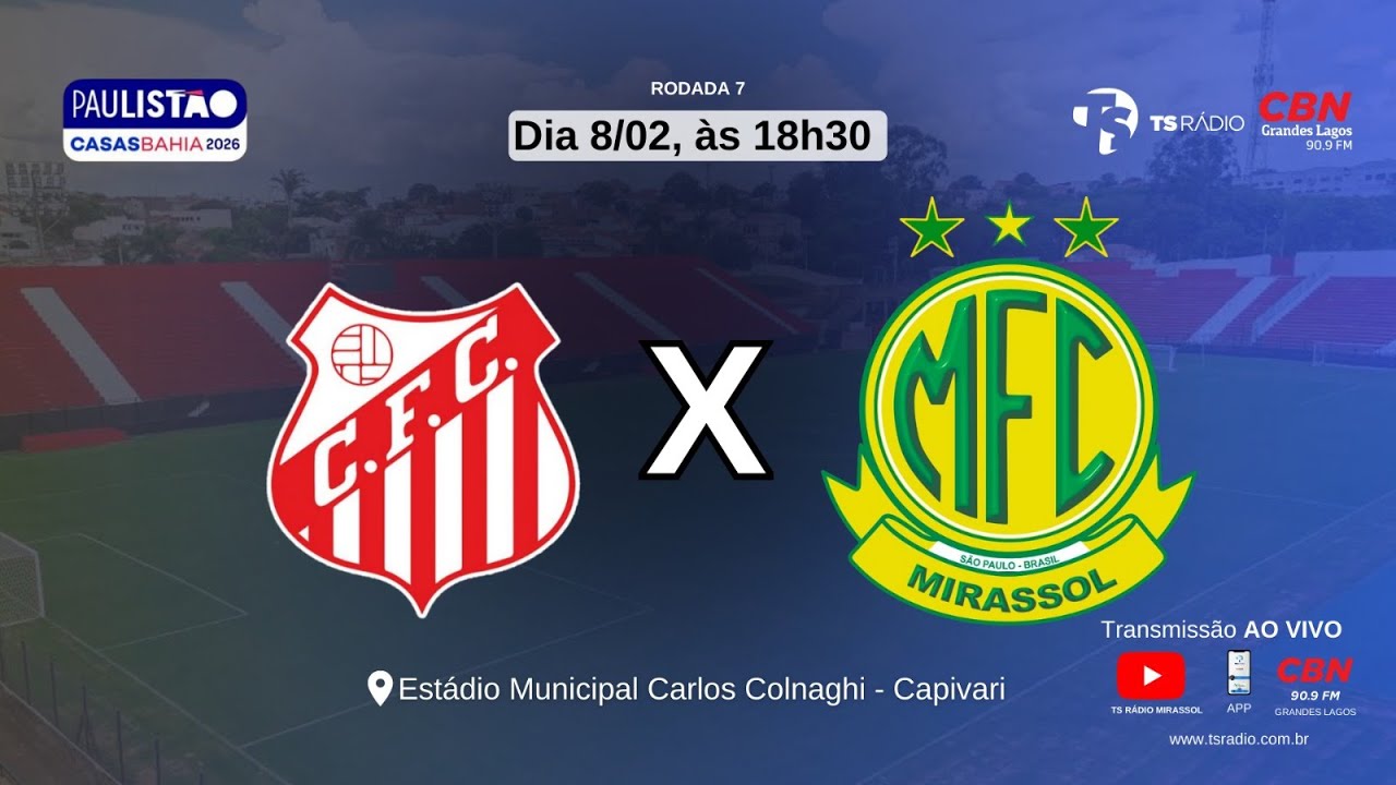 CAPIVARIANO X MIRASSOL FC #paulist&atilde;o 08/02/26 tsradio.com.br ⚽