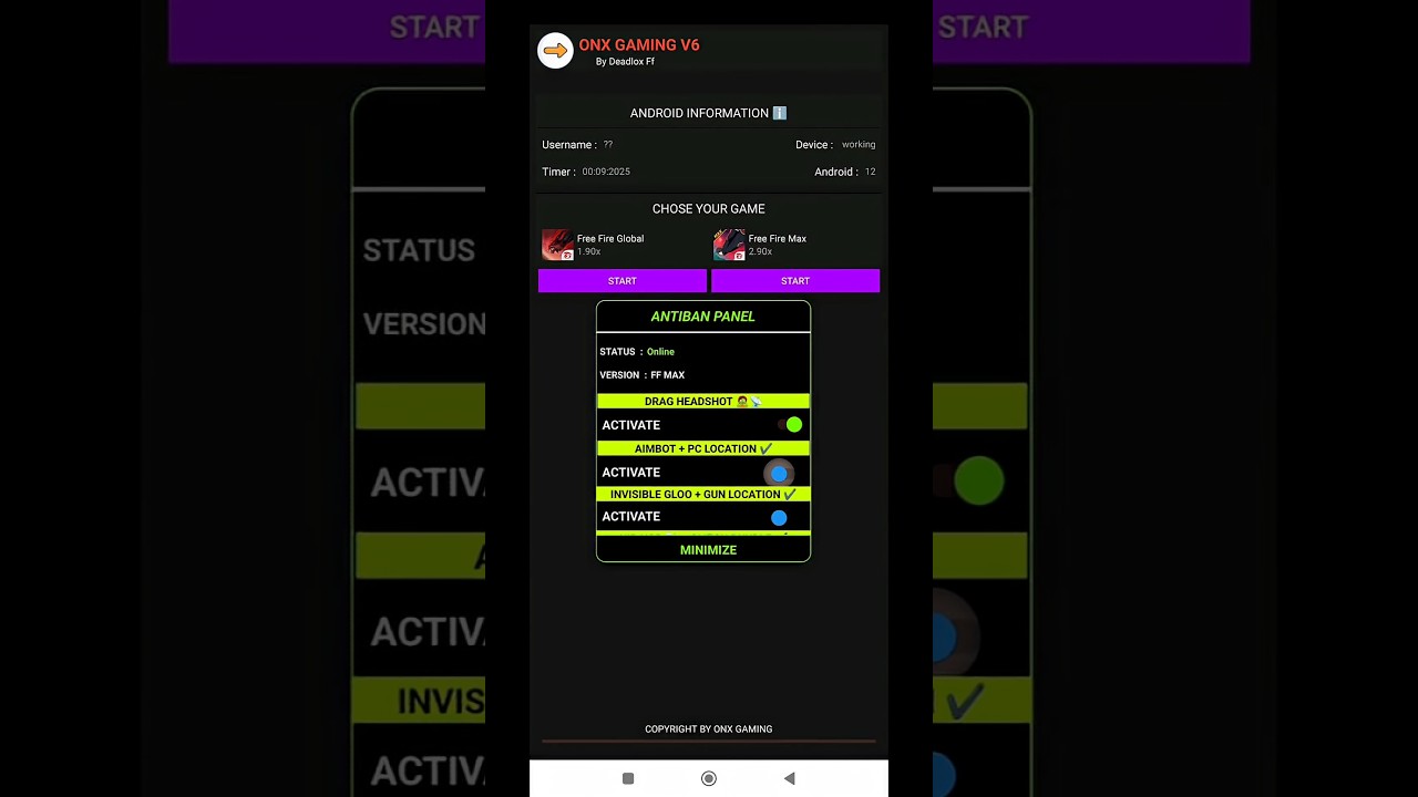 OB51 Free Fire Hack🔥FF + FF Max  Injector Panel 😈FF panel Hack Mobile | FF Hack |FF Injector Hack