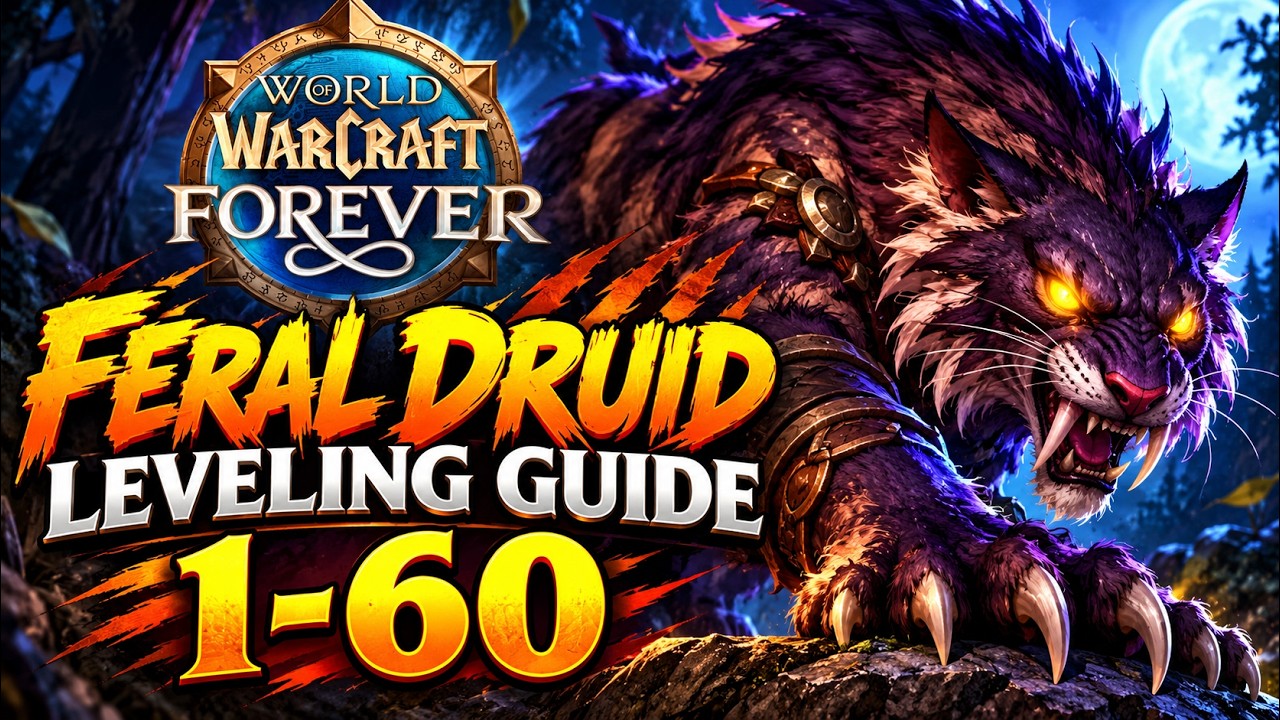 WoW Forever FERAL DRUID Leveling Guide 1-60!  Talents, Gear, Stats & Rotation