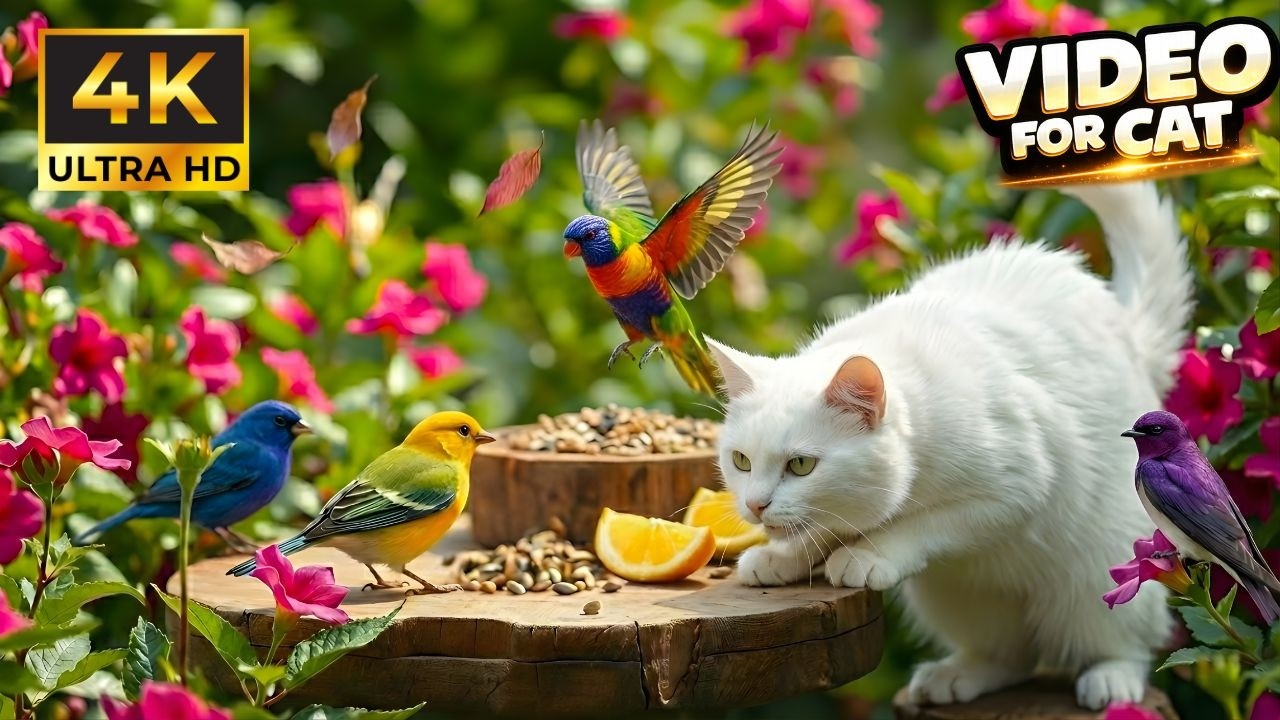 Cat TV 😺 Cheerful Garden Birds & Squirrels for Home Alone Cats 🐿 4K HDR