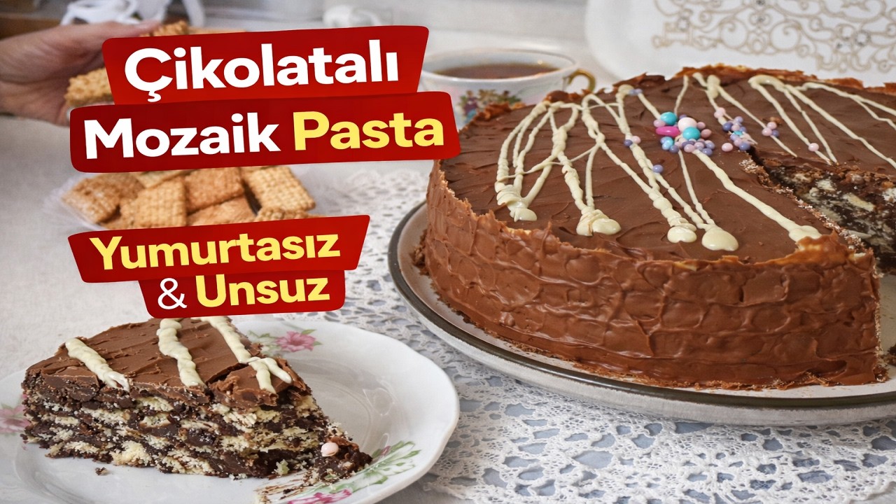Sadece 4 Malzemeyle! Fırın Yok, Un Yok, Yumurta Yok 🍫 Gerçek Çikolatalı Mozaik Pasta ✅