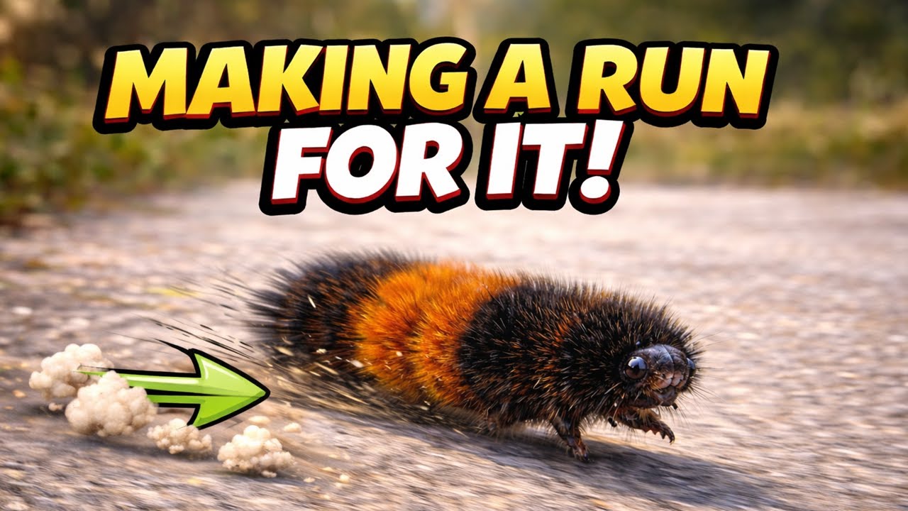 Banded Woolly Bear making a run for it!