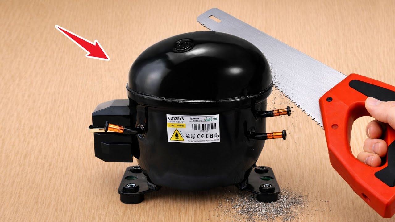 Few carpenters know this secret! turn an old fridge compressor into a great woodworking tool