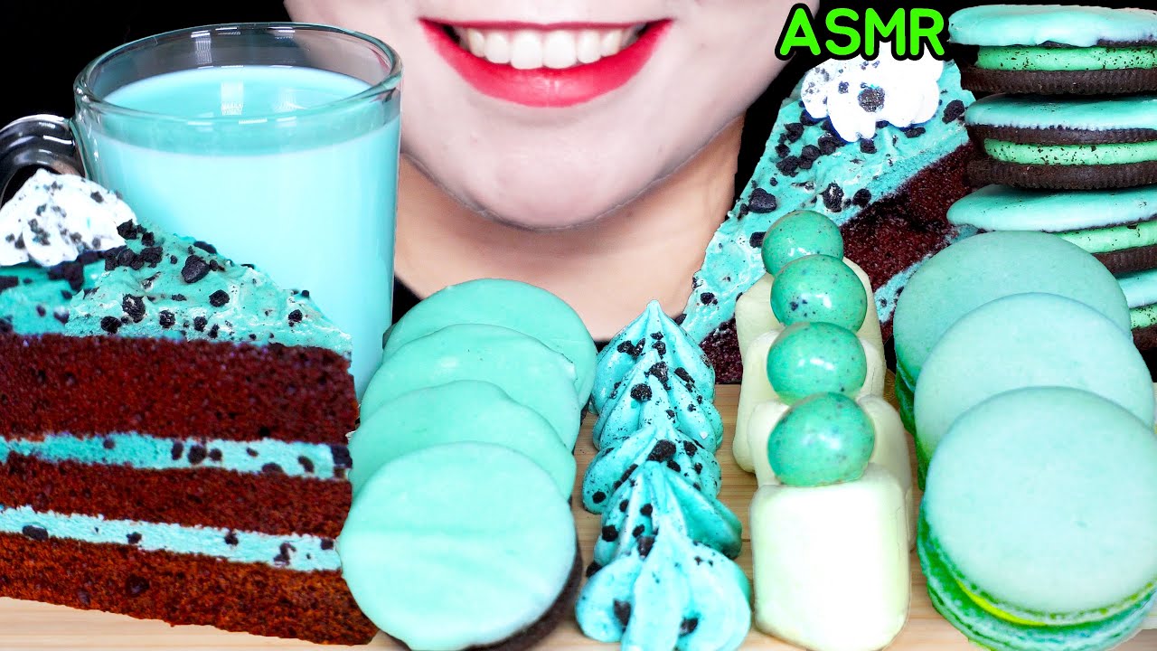 ASMR*MINT(CHOCOLATE CAKE,OREO COOKIES,MERINGUE,CHOCOLATE BALL)*민트초코 케이크,민트 오레오,민트 머랭쿠키 먹방*MUKBANG