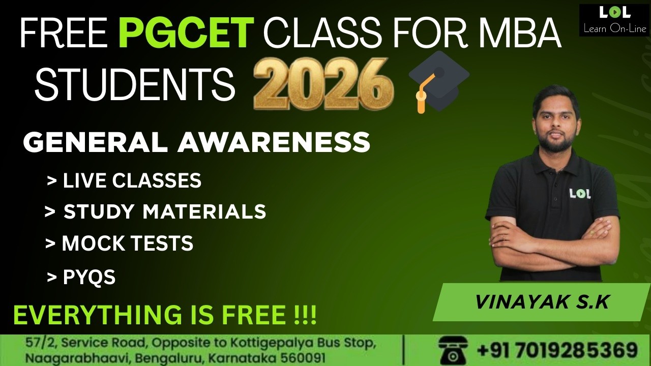PGCET General Awareness-1 | Free PGCET Coaching in Kannada | Learn On-Line
