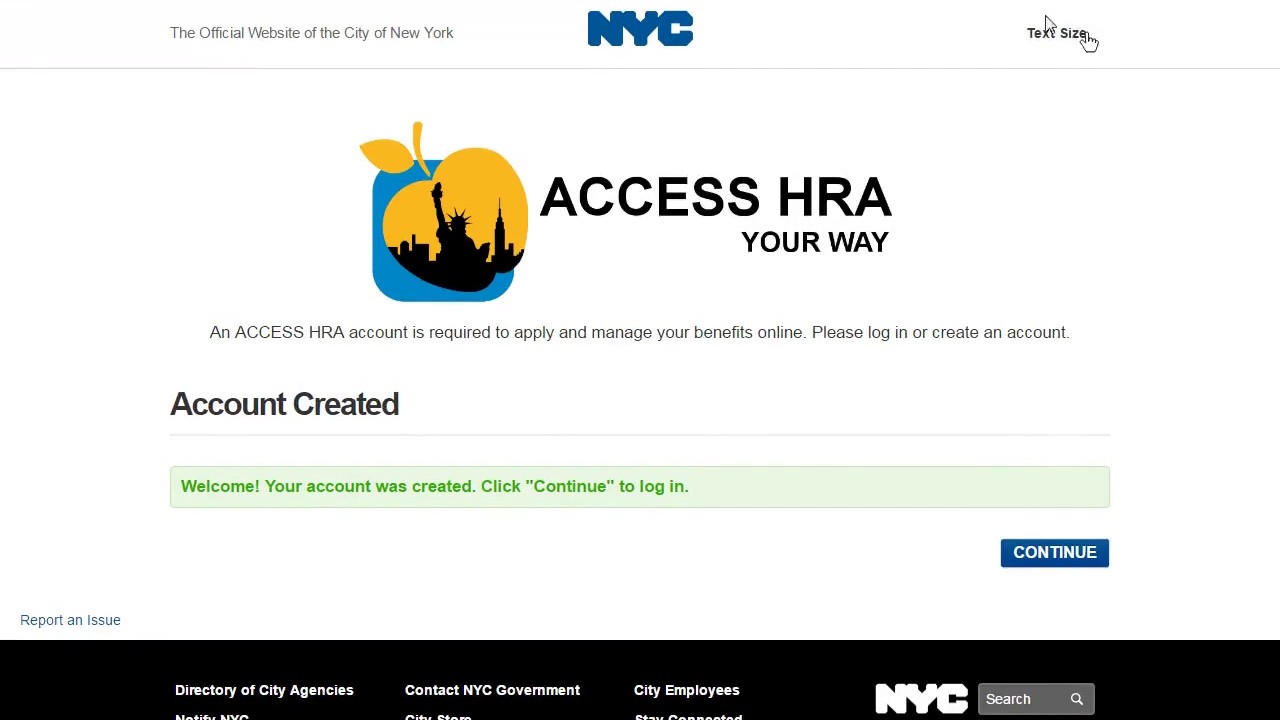 ACCESS HRA Create Account