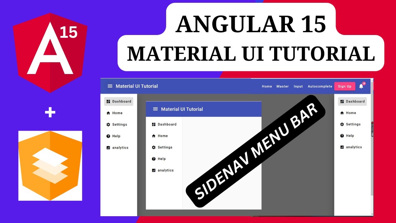 Панель меню Sidenav в Angular с использованием компонентов пользовательского интерфейса материала...
