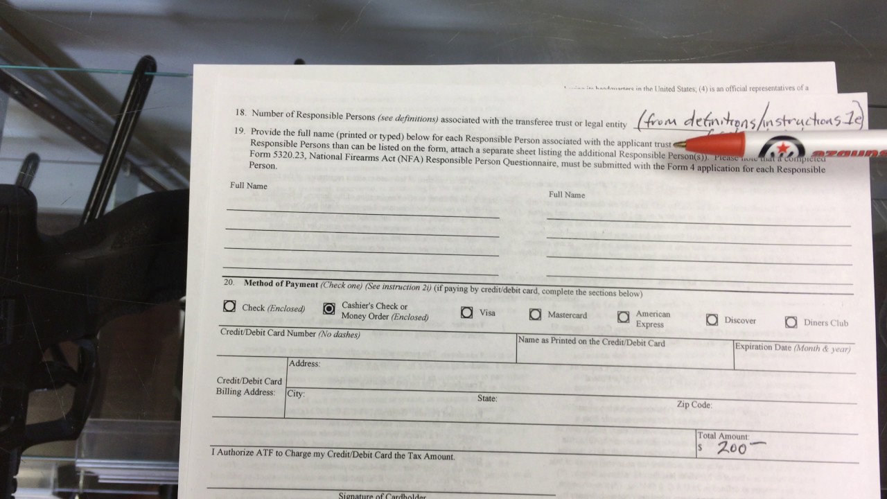 Filling out NEW form 4 for the ATF as an individual