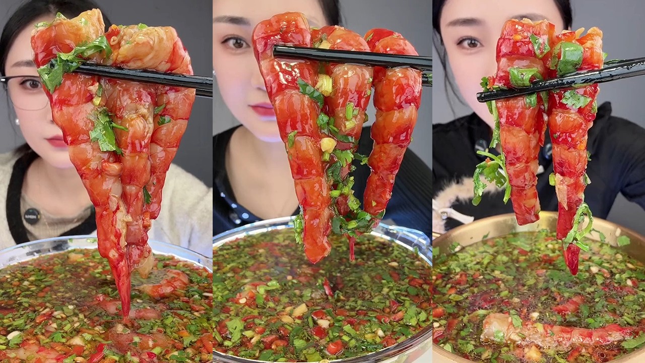 【Yummy】Marinated Red Devil Shrimp Tails🦐🍋🧄🌶#mukbang#asmr#Seafood