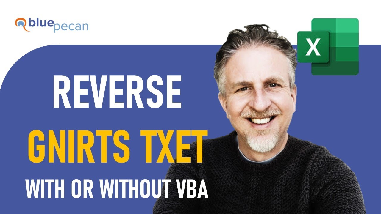 Reverse Text String (Without VBA) Using Formula or With VBA Using StrReverse Function | Mirror Text