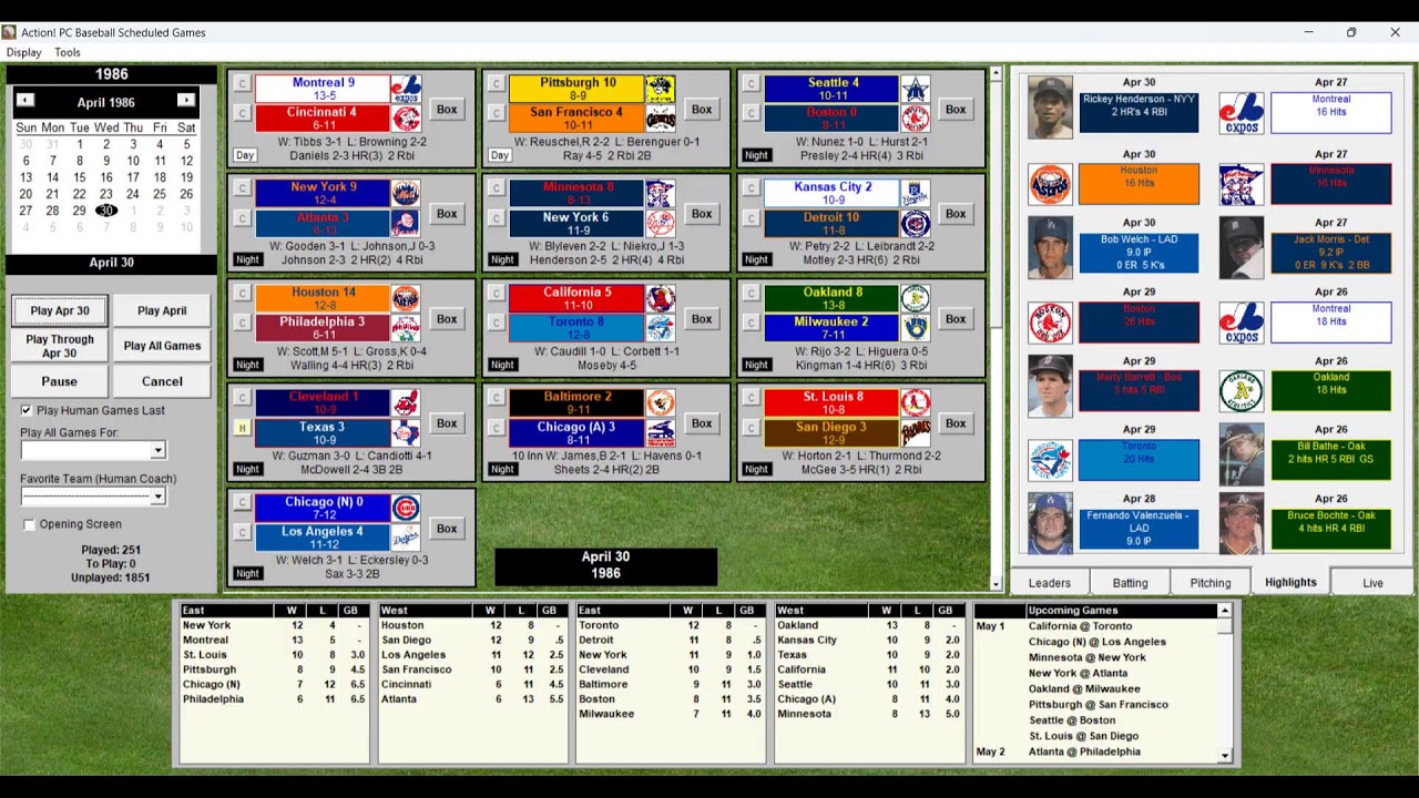 1986 MLB Replay: Cleveland/Texas