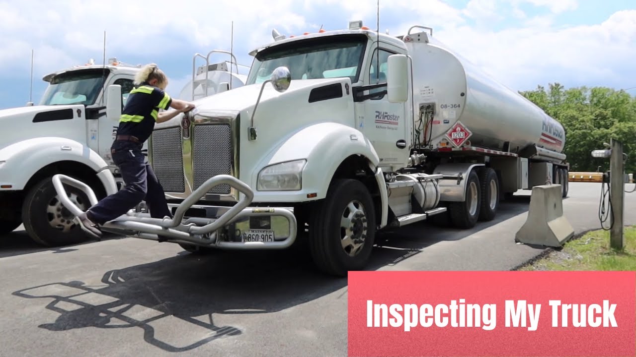 Pre Trip Inspection: female hazmat truck driver