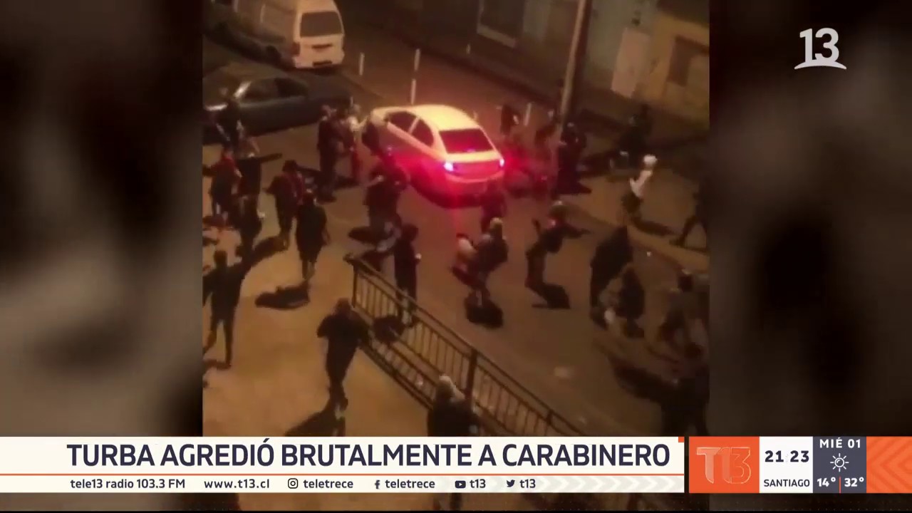 Turba agredió brutalmente a carabinero en Antofagasta