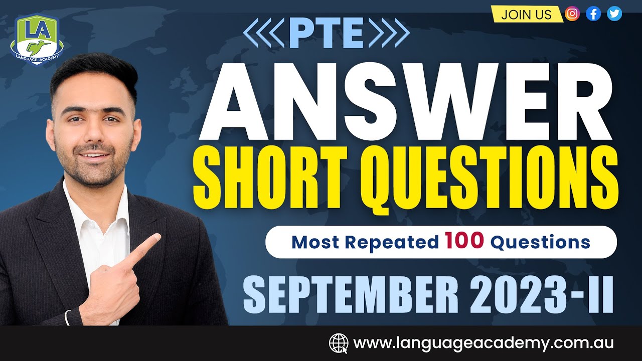 PTE Speaking Answer Short Questions | September 2023-II | Exam Predictions | Language Academy PTE