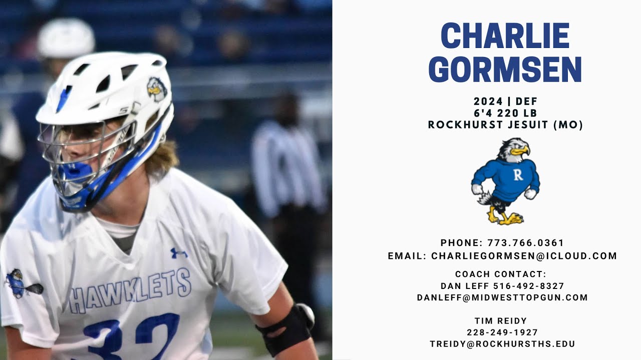 Charlie Gormsen 2024 Def 6'4 220lb Rockhurst HS- Midwest Top Gun