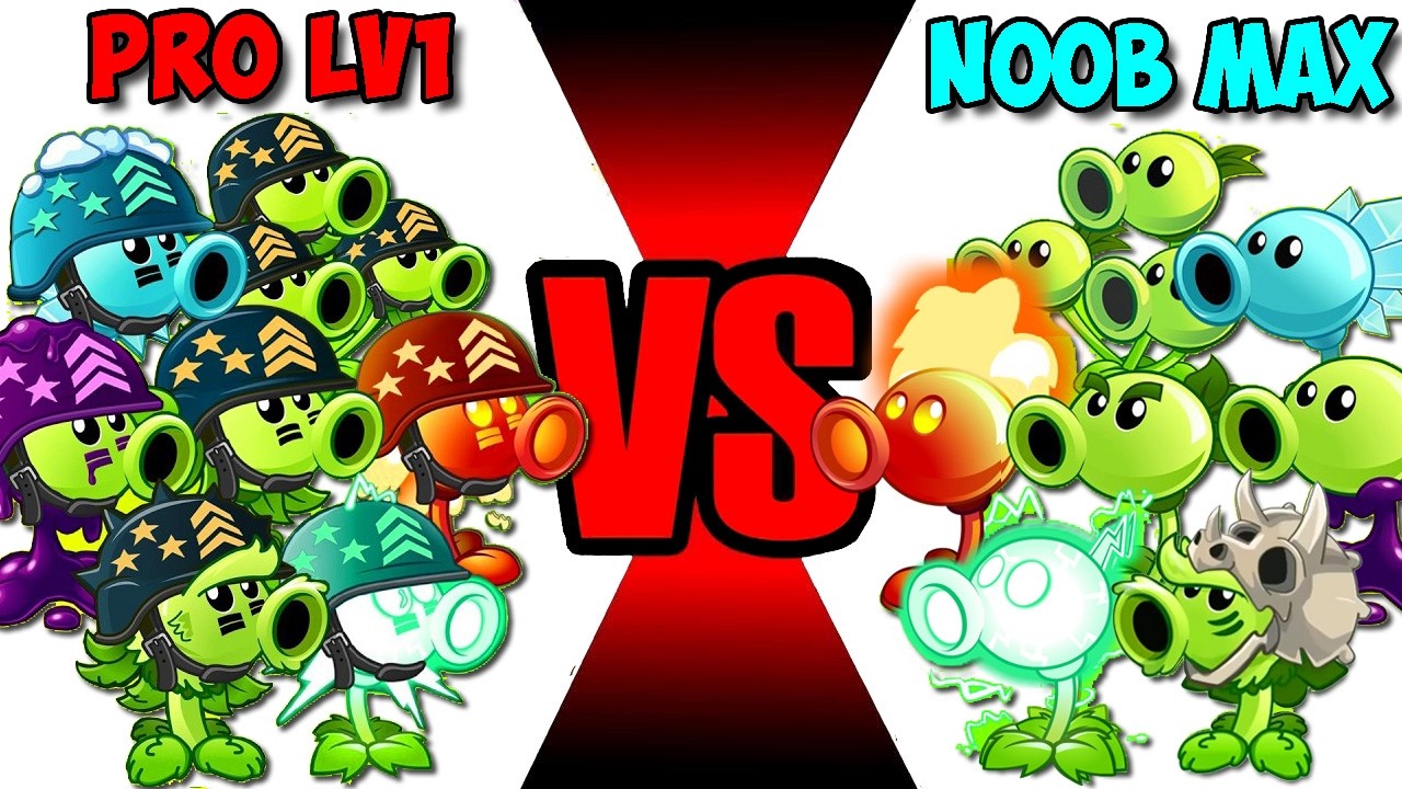 Team NOOB Max Level VS PRO Level 1 - Who Will Win? - Pvz 2 Team Plant vs Team Plant