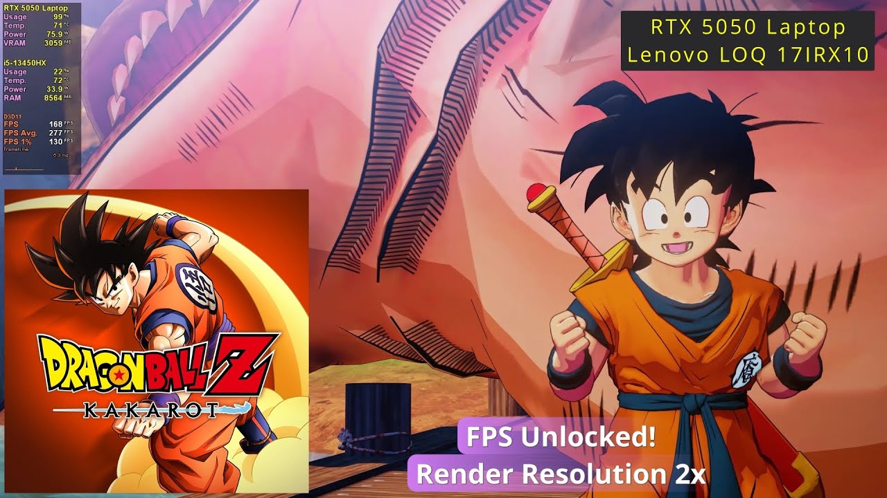 RTX 5050 Laptop | i5-13450HX | Lenovo LOQ 17.3 Inch | DBZ: Kakarot HD (FPS Unlocked)