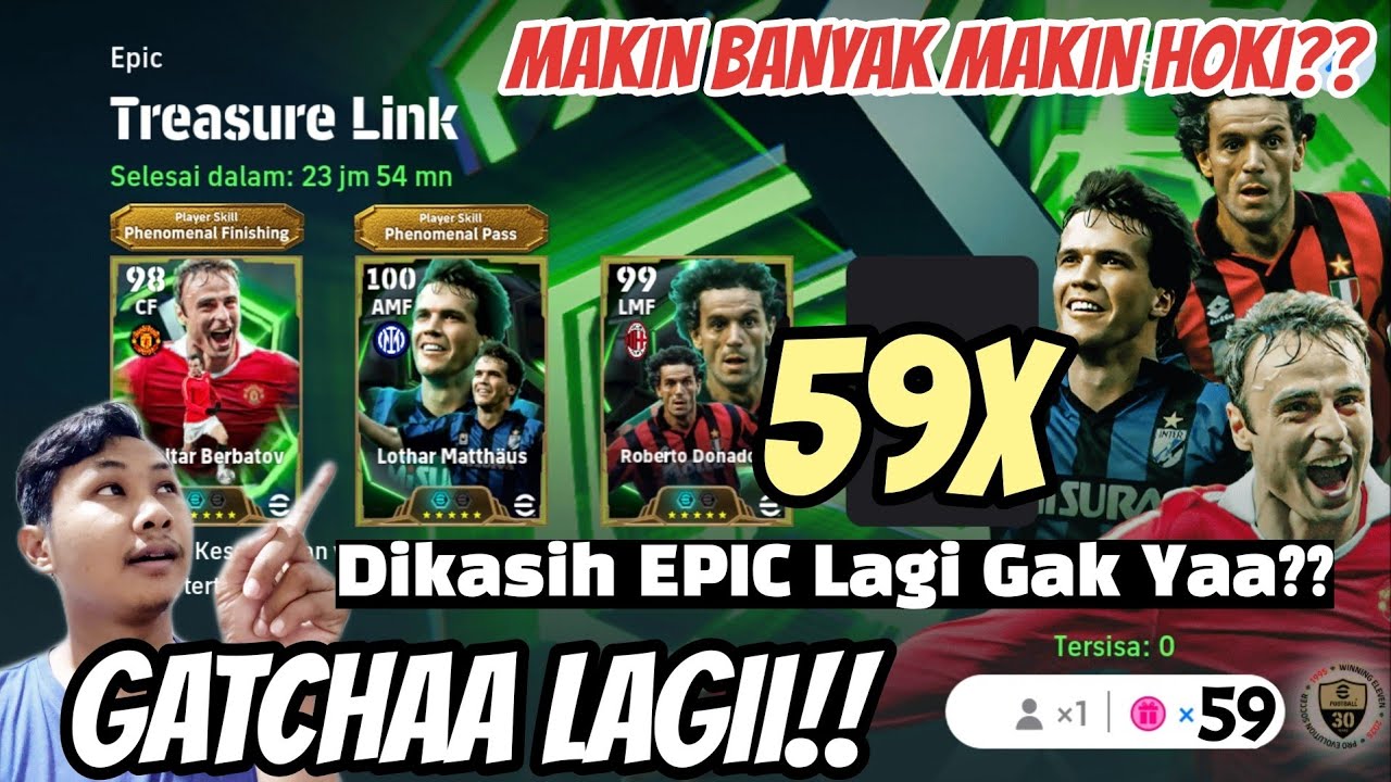 GATCHA TREASURE LINK 59X!! DIKASIH EPIC GAK YAA?? EFOOTBALL 2026