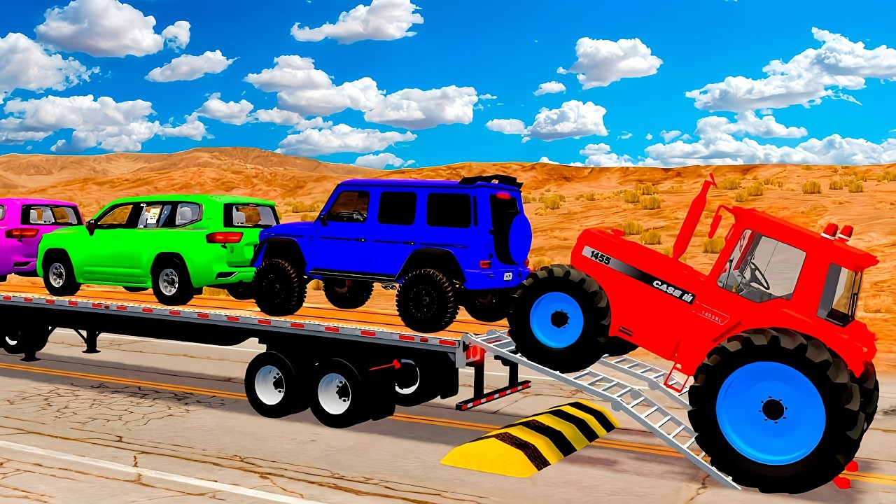 Flatbed Truck Mcqueen | Transportation with Truck - Pothole vs Car #18 - BeamNG.Drive