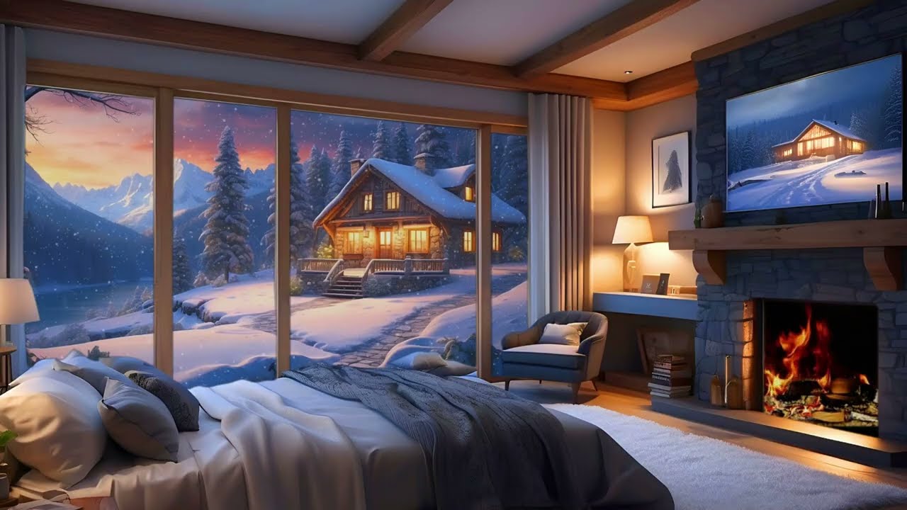 Cozy Winter Cabin ❄️ Fireplace Ambience for Sleep & Relaxation